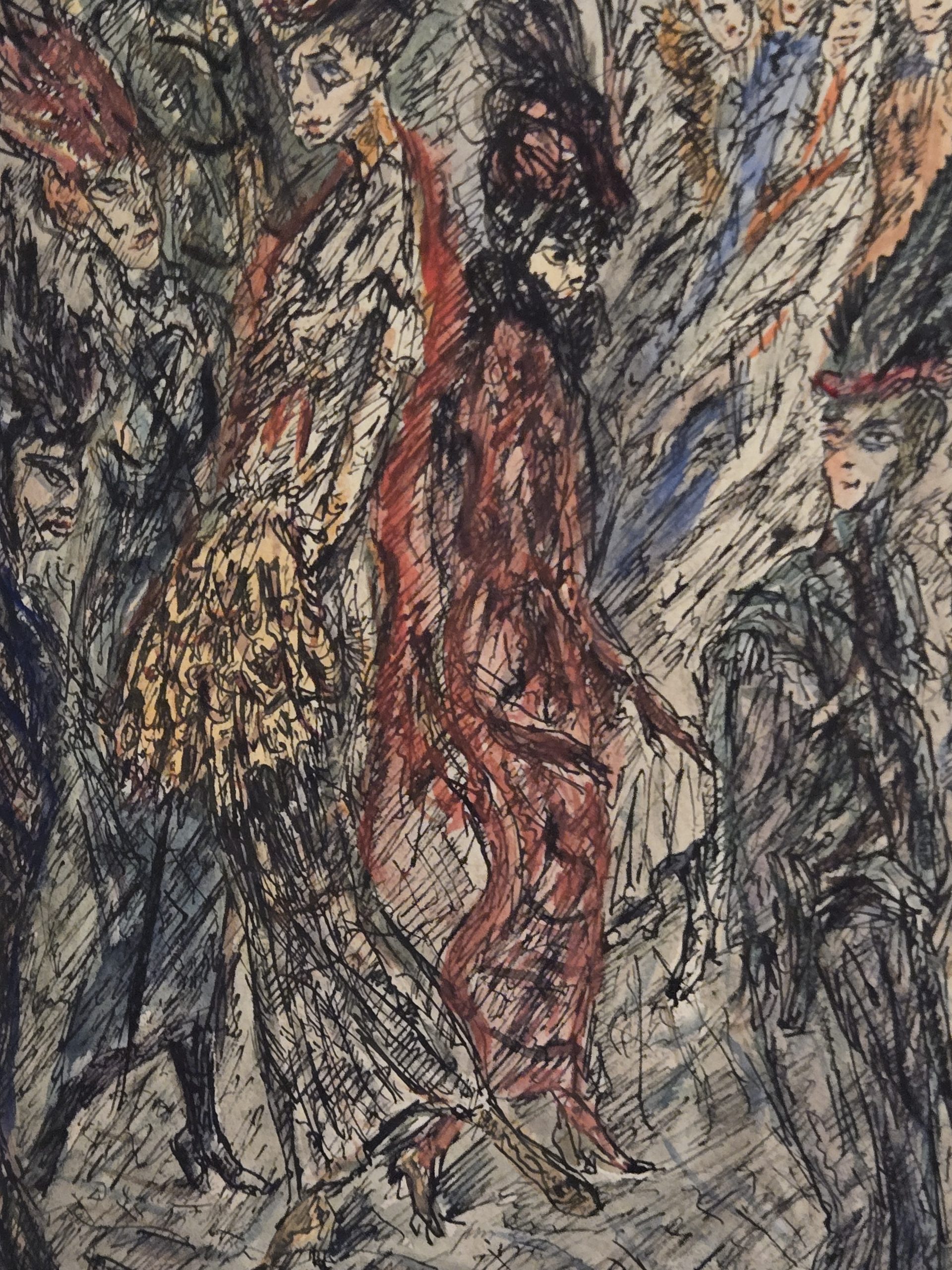 Porzellanbrosche, auf der mit Sektgläsern angestoßen wird